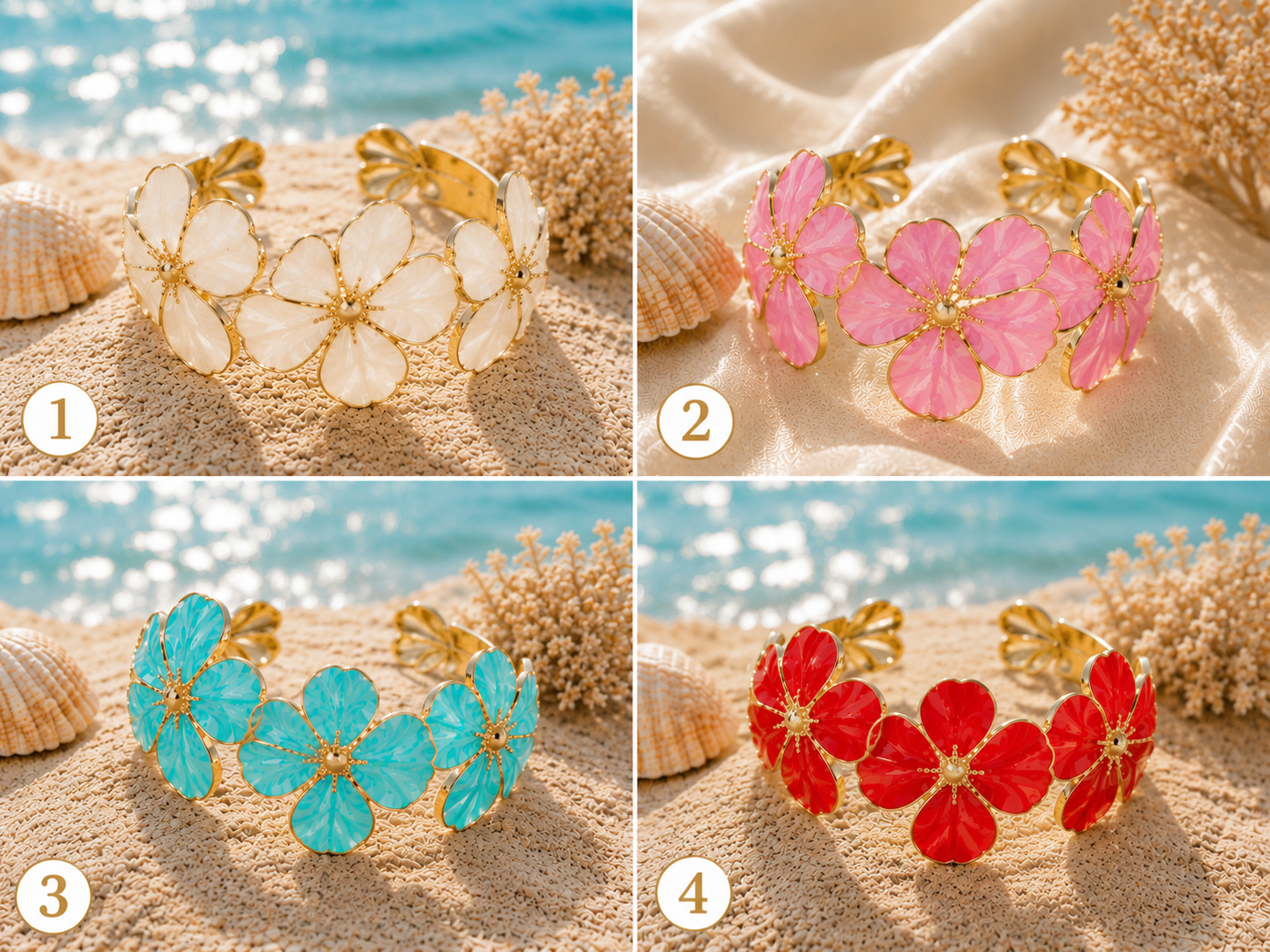 Bracelet manchette Fleur