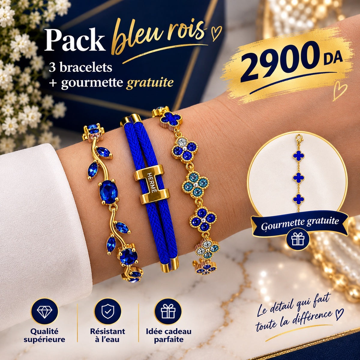 💎 Pack 3 Bracelets + Gourmette Gratuite 🎁