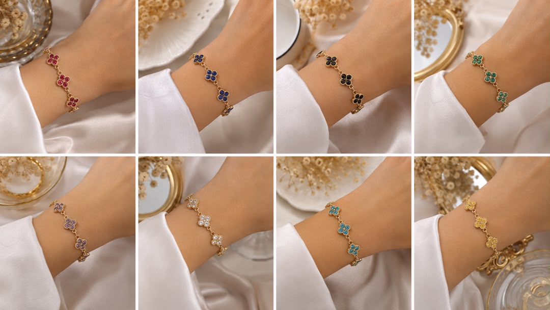 Bracelet trèfle Élégance – Collection Colorée